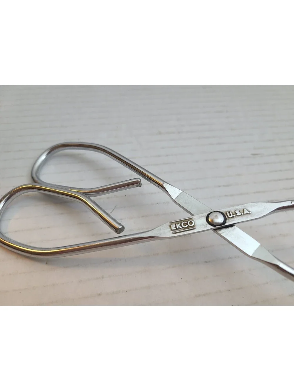 Ekco Vintage Stainless Steel Scissor Style Kitchen Tongs USA Made 8